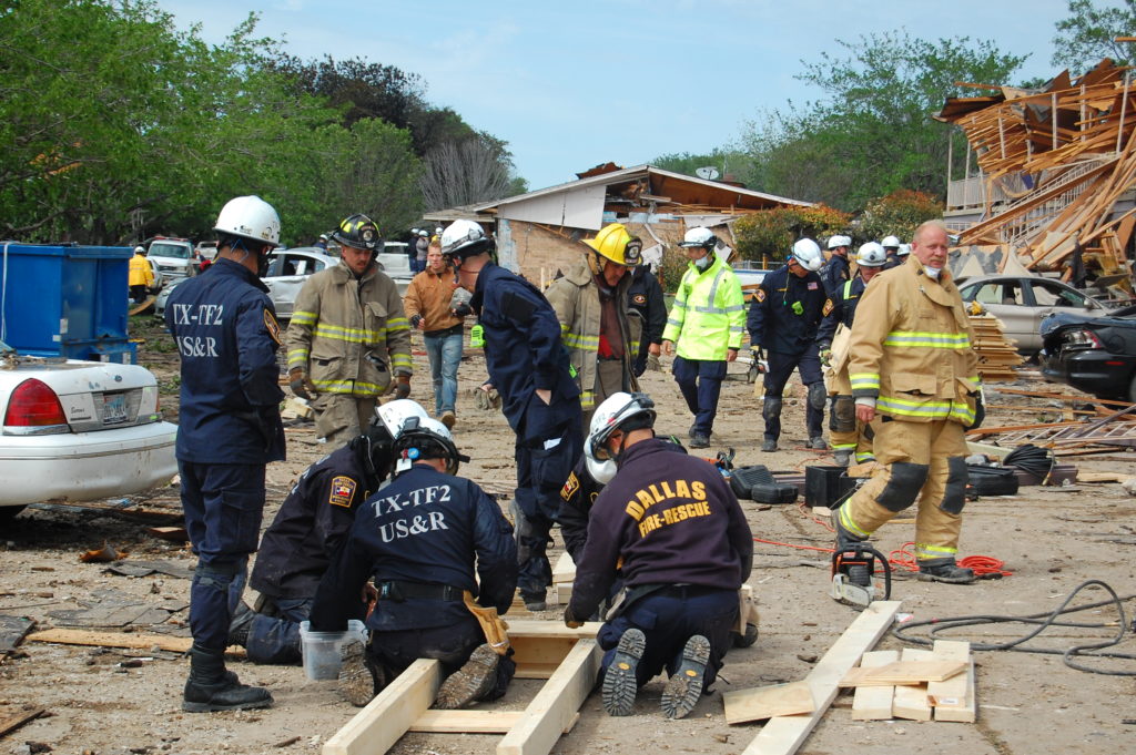 TX-TF2 members working with other resources to build shoring after the explosion in West, Texas
